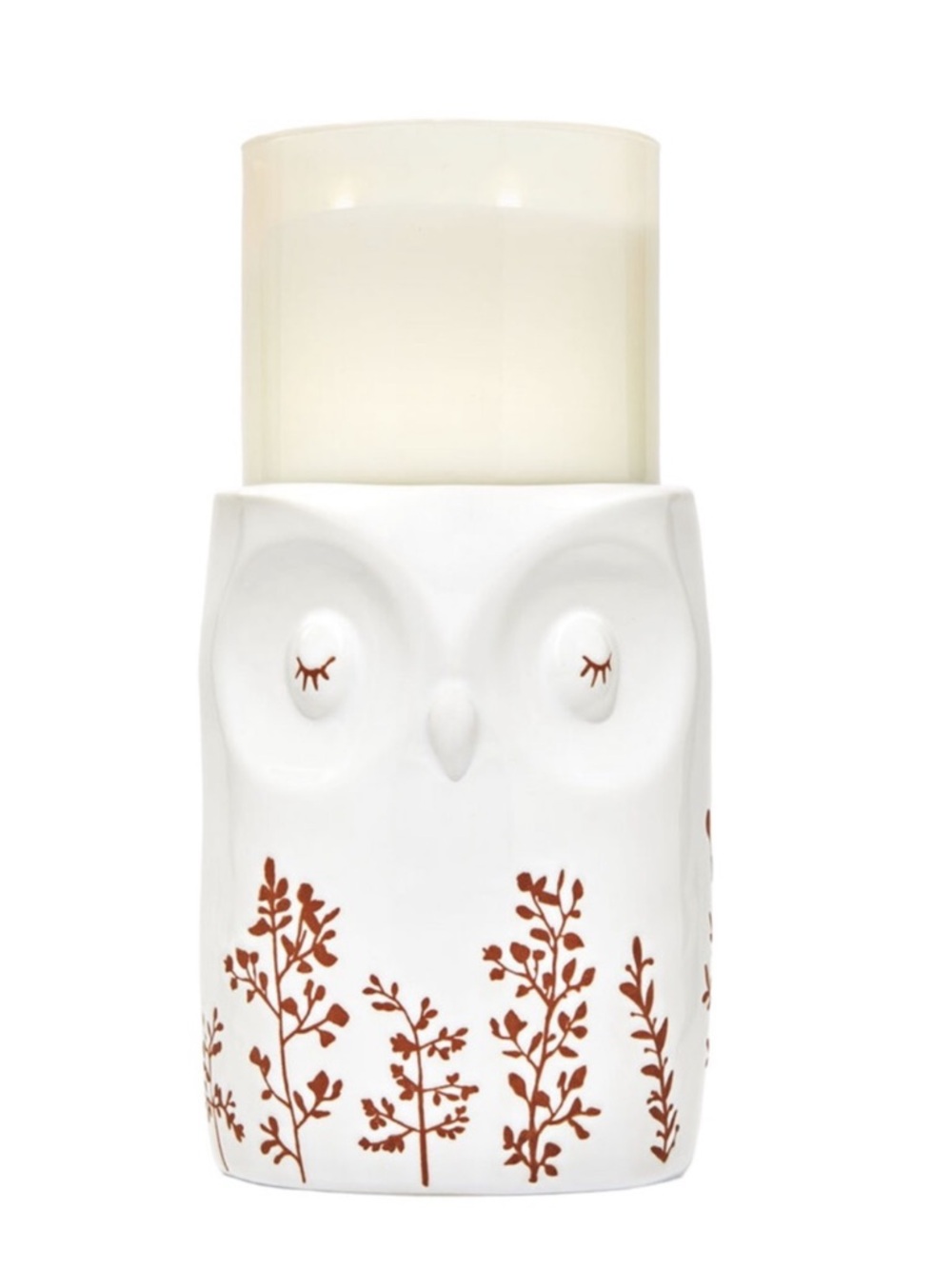 Bath & Body Works Sleeping Terracotta-Colored Owl 3-Wick Candle Holder
